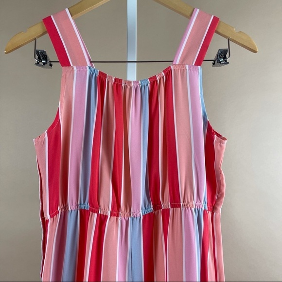 My Michelle Large Girls Pastel Striped 50’s Retro Romper Overalls Wide Leg - Picture 4 of 9